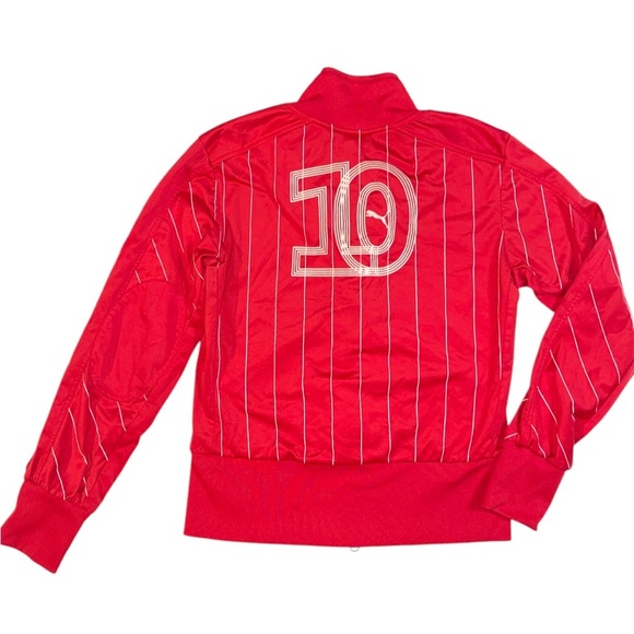 Puma 90’s Red & White Pinstripe Track Jacket # 10 | Size Medium - Picture 2 of 3